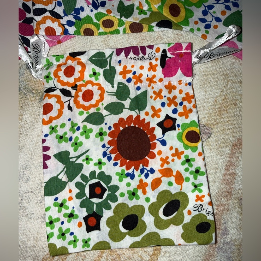 1 Brighton Multicolor Floral Drawstring Pouch - White Background - Picture 3 of 4